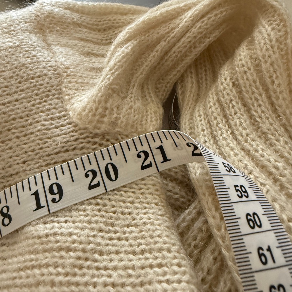 Free People Mohair Blend Textured Knit Open Shawl Collar Cream Y2K Cardigan - Picture 8 of 8